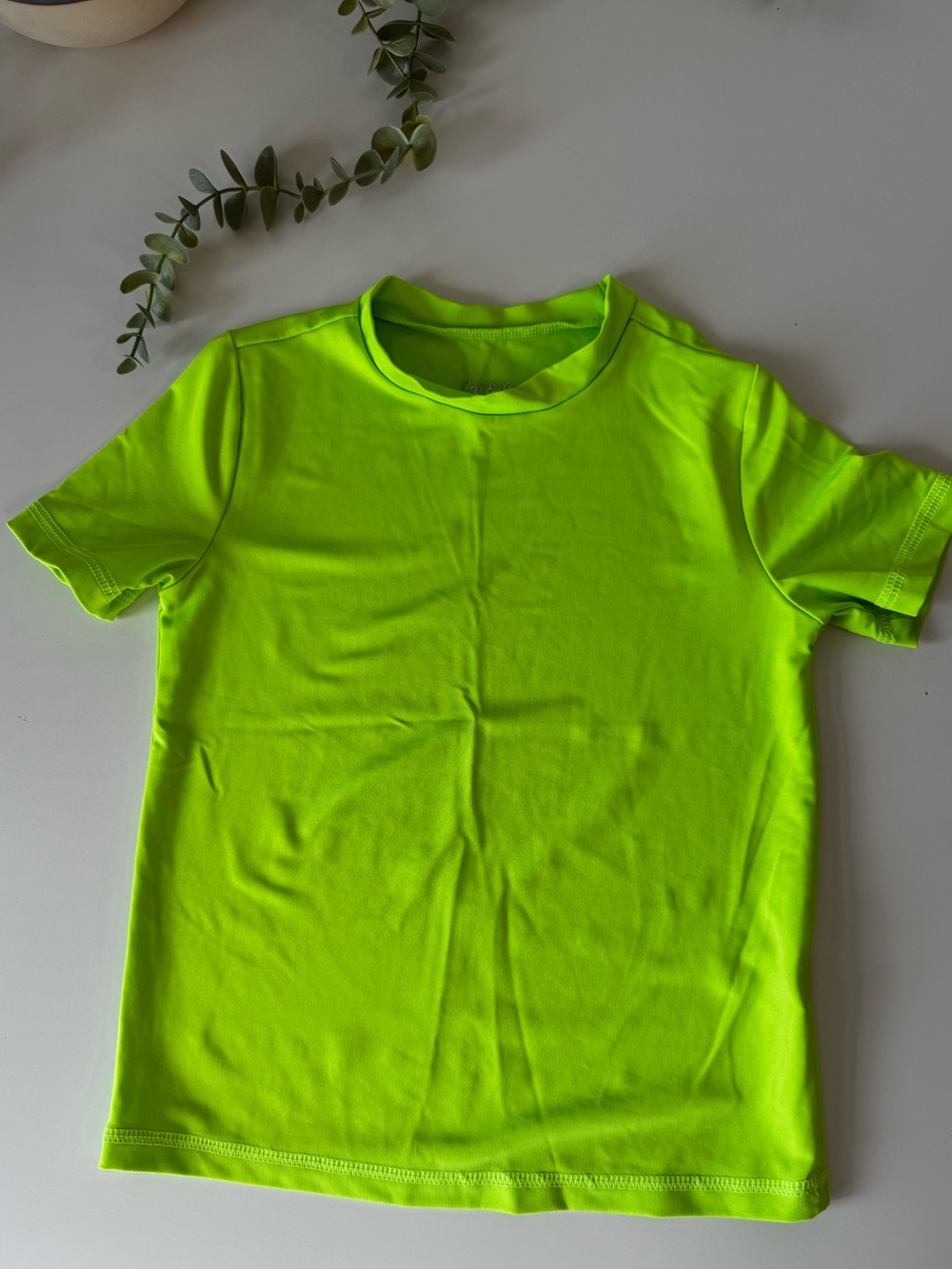 Cat & Jack Neon Green Rash Guard Swim Shirt Boys XS 4/5 UPF